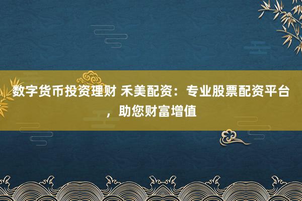 数字货币投资理财 禾美配资：专业股票配资平台，助您财富增值