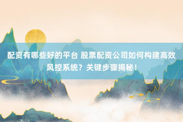配资有哪些好的平台 股票配资公司如何构建高效风控系统？关键步骤揭秘！
