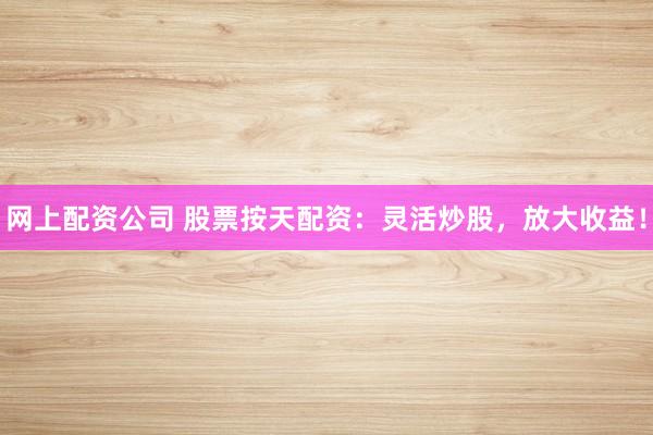 网上配资公司 股票按天配资：灵活炒股，放大收益！