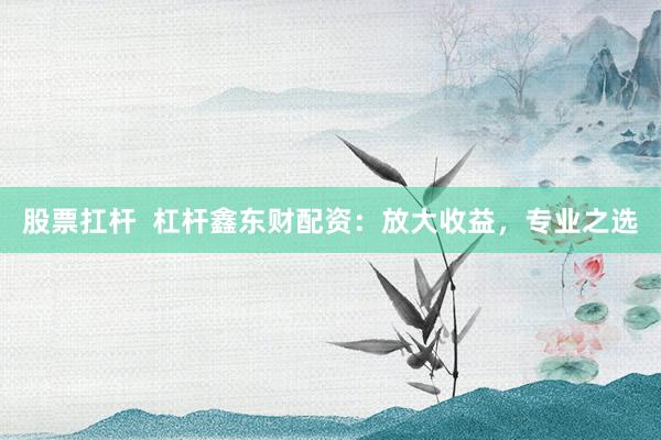 股票扛杆  杠杆鑫东财配资：放大收益，专业之选