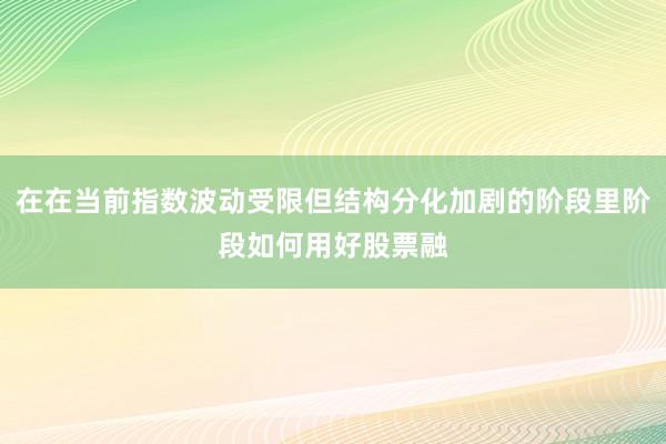 在在当前指数波动受限但结构分化加剧的阶段里阶段如何用好股票融