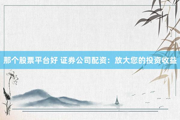 那个股票平台好 证券公司配资：放大您的投资收益